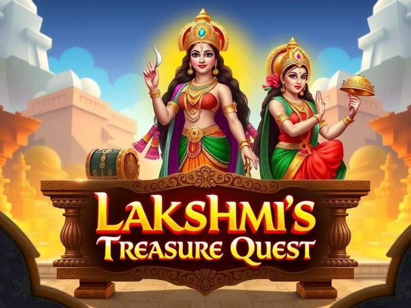 Lakshmi S Treasure Quest game banner featuring Hindu deities and treasure